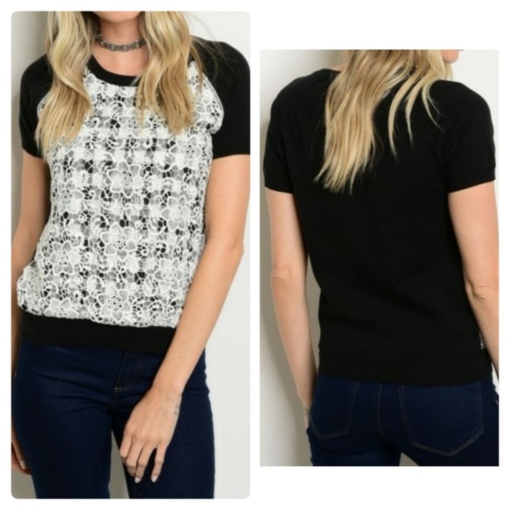 ***CLOSET CLOSING*** Black Sweater Blouse Crochet